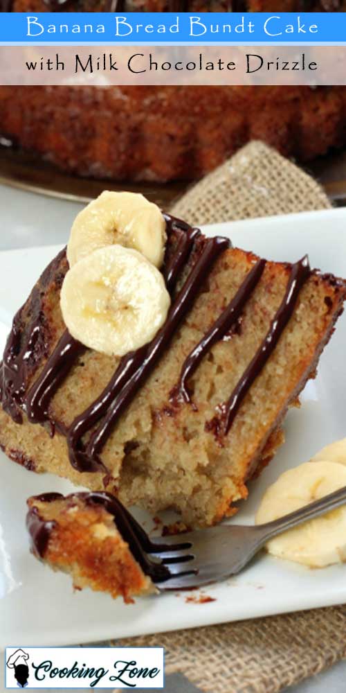Banana Bread Bundt Cake with Milk Chocolate Drizzle