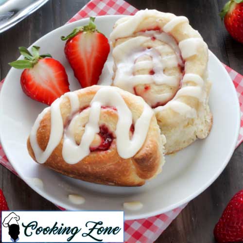 Strawberry Rolls with Vanilla Glaze